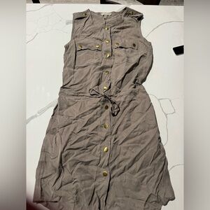 Banana Republic Women’s Shirtdress Sleeveless Tan Gold Buttons 0